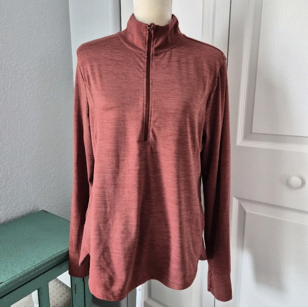 Apana Rust Red Quarter-Zip Long Sleeve Top